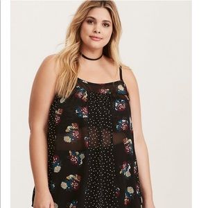Torrid. MIXED FLORAL & DOT PRINT CHIFFON CAMI